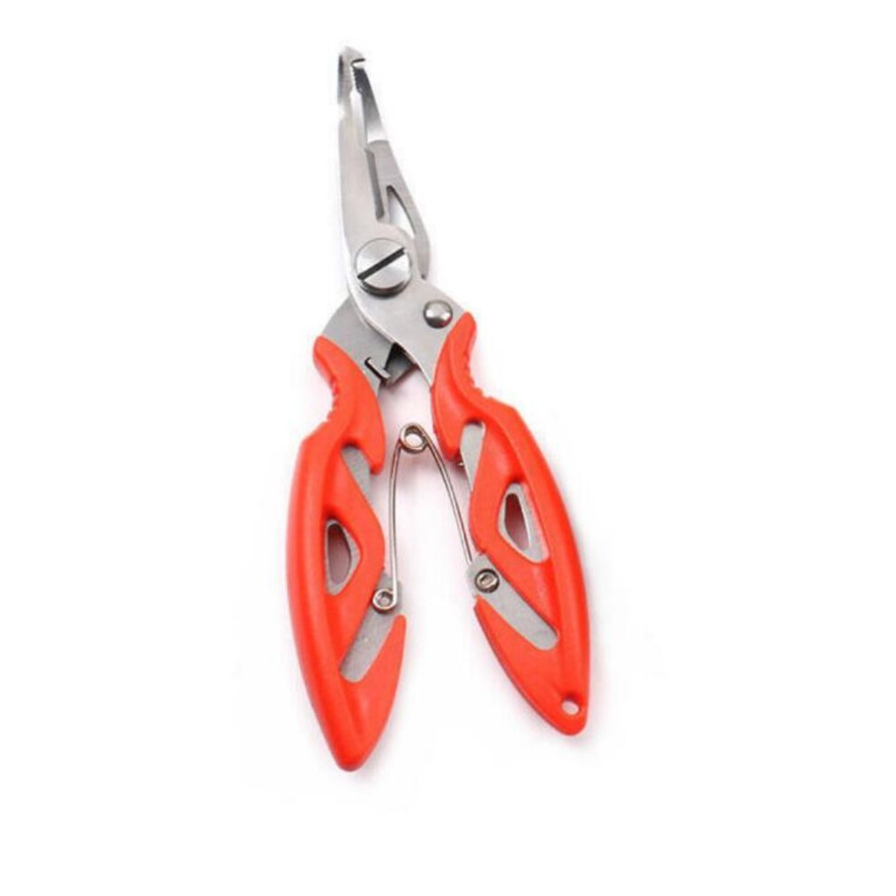 (orange) 1pc Multifunctional Stainless Steel Fishing Pliers Split Ring Scissors Wire Line Cutter Hook Remover