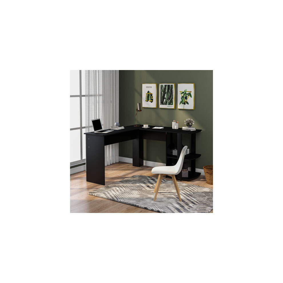 (Black) Corner Desk Office Desk for Home L-Shaped Desk Gaming Desk Large Computer Desk PC Laptop Study Gaming Table