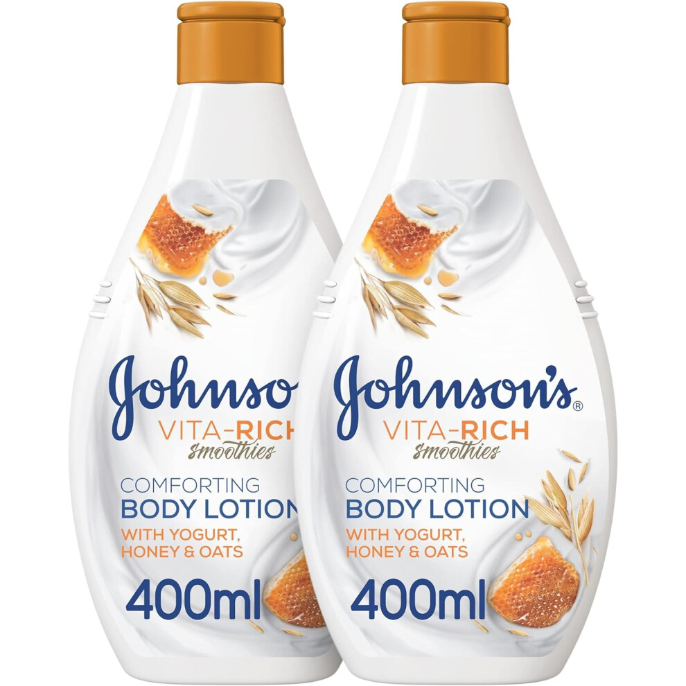 Johnson's Vita-Rich Smoothies Comforting Body Lotion With Yogurt, Honey & Oats 400ml (1+1 FREE) |Nourishing, Hydrating Moisturizer for Soft & Dry Skin