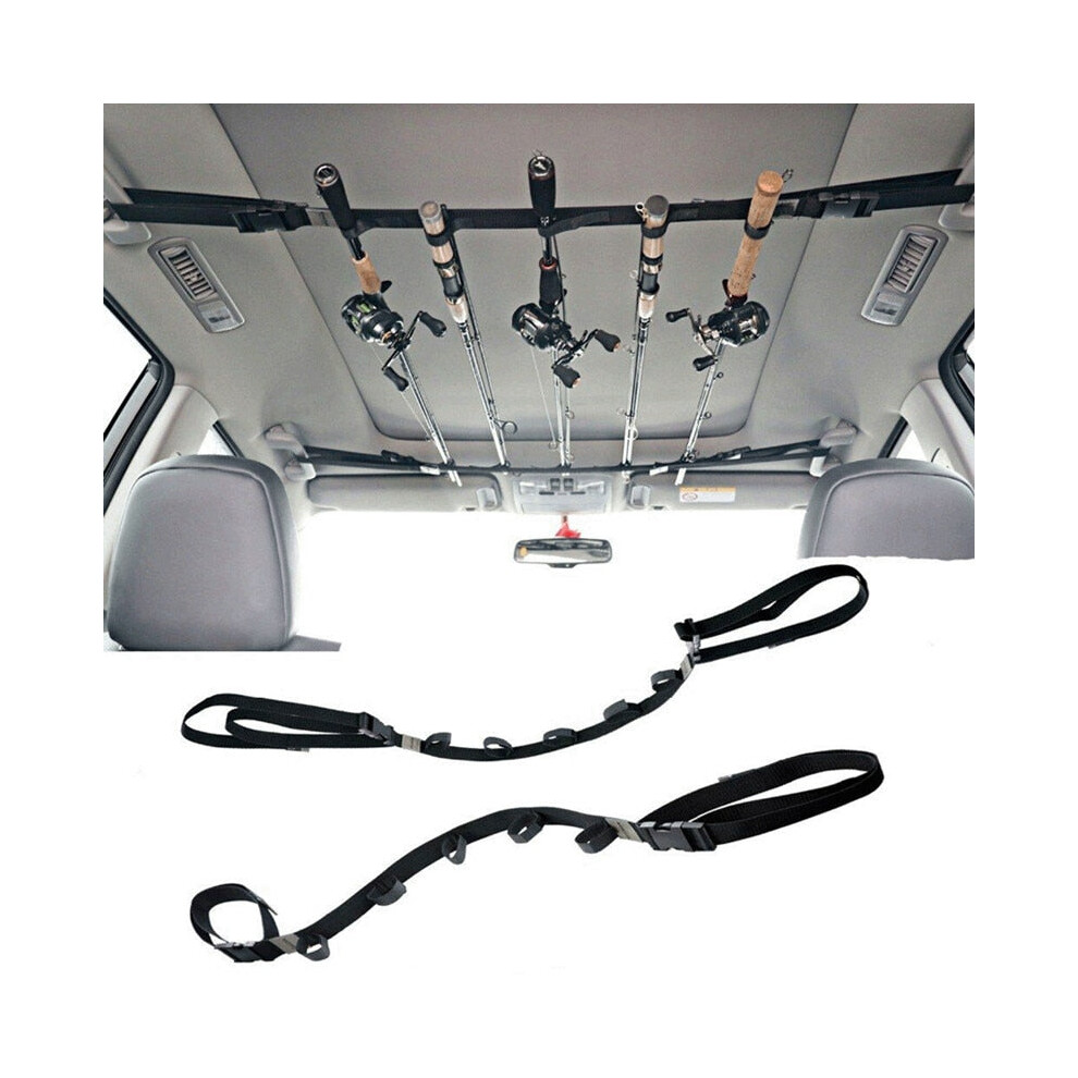 Portable Fishing Rod Black Carry Strap Sling Band Adjustable Shoulder Belt Travel Tackle Holder
