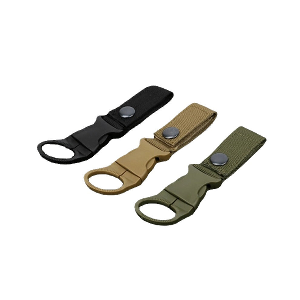 (Green) Outdoor military Nylon Webbing Buckle Hook Water Bottle Holder Clip EDC Climb Carabiner Belt Backpack Hanger Camp
