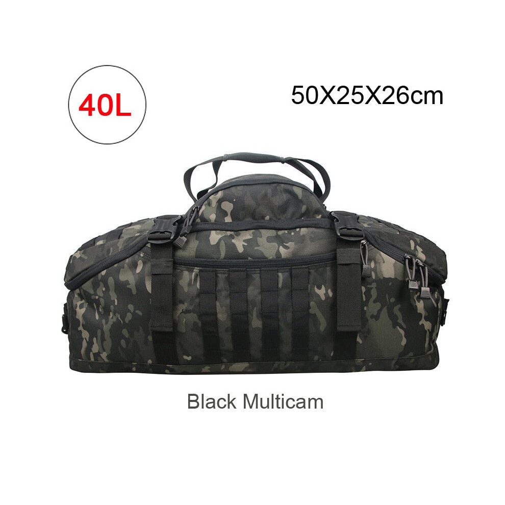 (40L Black Multicam) Men Army Sport Gym Bag Military Tactical Waterproof Backpack Molle Camping Backpacks Sports Travel Bags