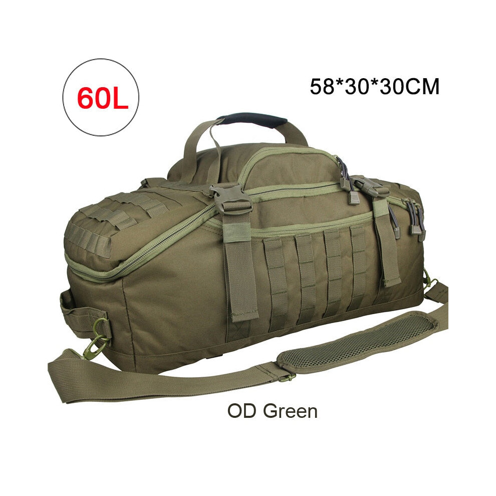 (60L OD Green) Men Army Sport Gym Bag Military Tactical Waterproof Backpack Molle Camping Backpacks Sports Travel Bags