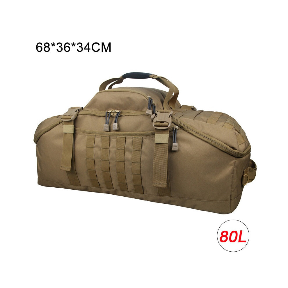 (80L Brown) Men Army Sport Gym Bag Military Tactical Waterproof Backpack Molle Camping Backpacks Sports Travel Bags