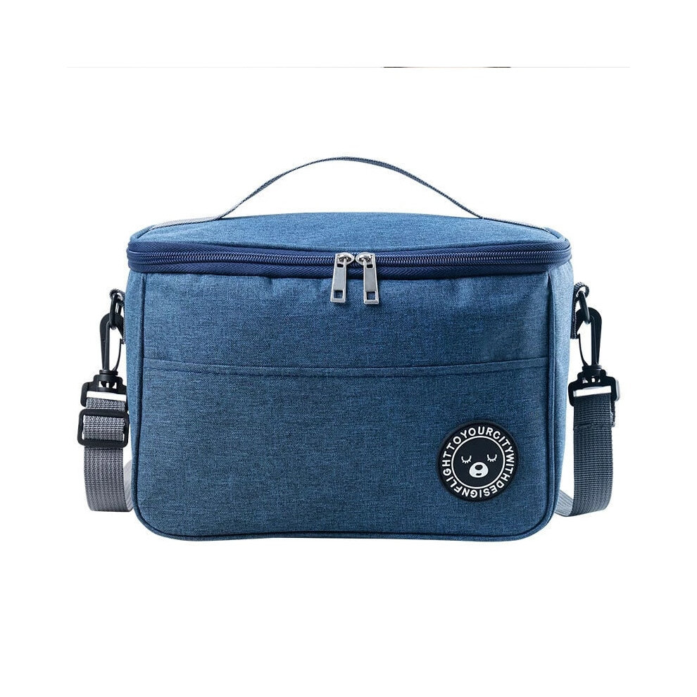(Navy, L 29*20*22cm) Thermal Food Bag Cooler Bag Camping Insulated Lunch Bag With Shoulder Strap Picnic Basket For Outdoor Camping Travel