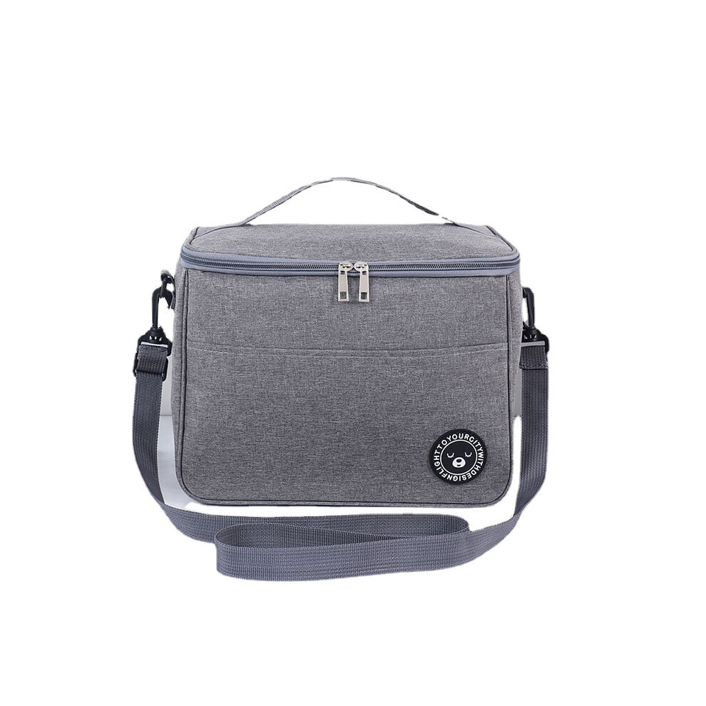 (Grey, S 24*14*17cm) Thermal Food Bag Cooler Bag Camping Insulated Lunch Bag With Shoulder Strap Picnic Basket For Outdoor Camping Travel