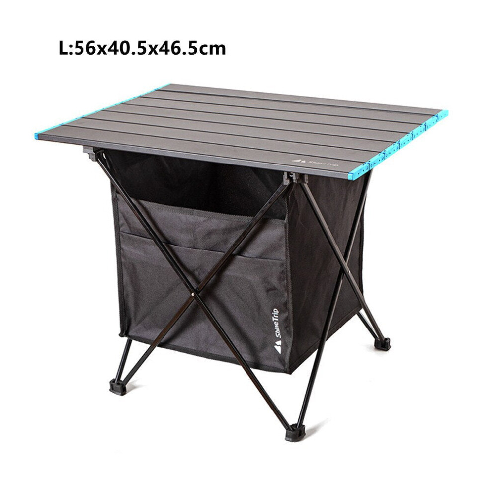 (Blue, L) Portable Outdoor Camping Folding Table Detachable Fishing Picnic Ultra-light Mini Desk with Storage Bag For Camp Hiking