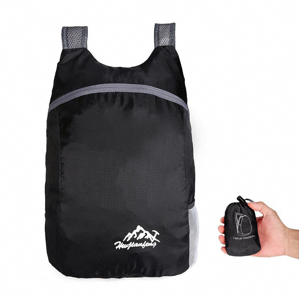 (Black) Unisex Lightweight Outdoor Backpack Waterproof Portable Foldable Outdoor Camping Hiking Travel Daypack Women Sport Bags