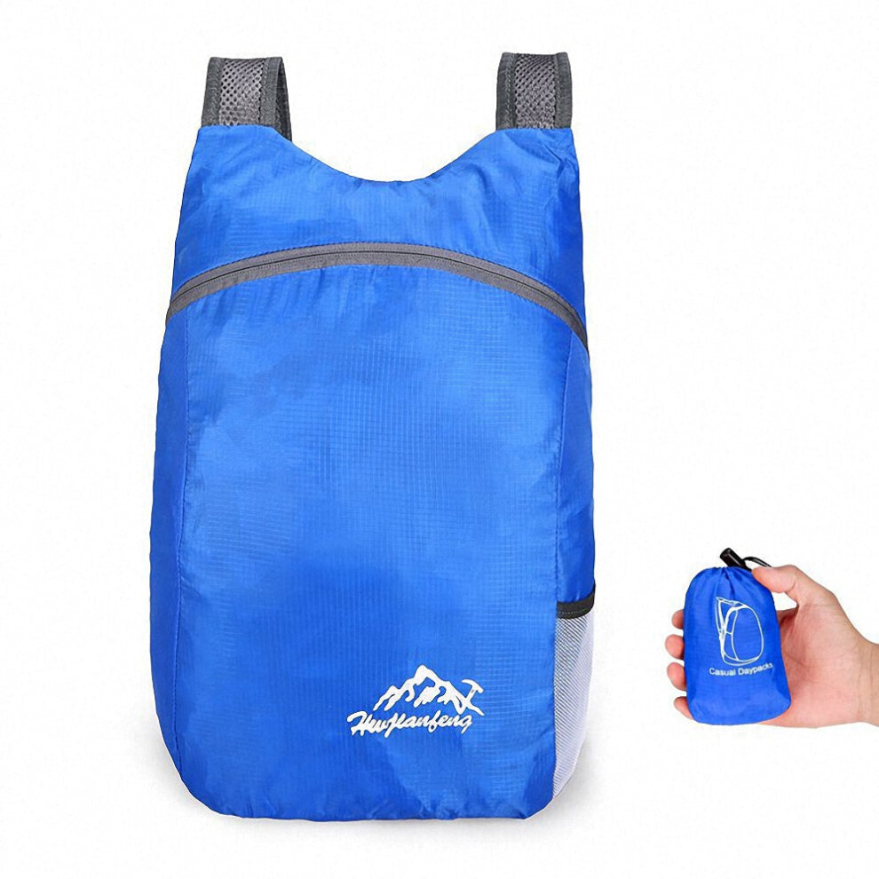 (Blue) Unisex Lightweight Outdoor Backpack Waterproof Portable Foldable Outdoor Camping Hiking Travel Daypack Women Sport Bags