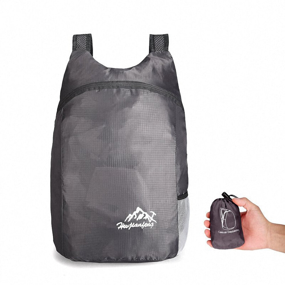 (Grey) Unisex Lightweight Outdoor Backpack Waterproof Portable Foldable Outdoor Camping Hiking Travel Daypack Women Sport Bags
