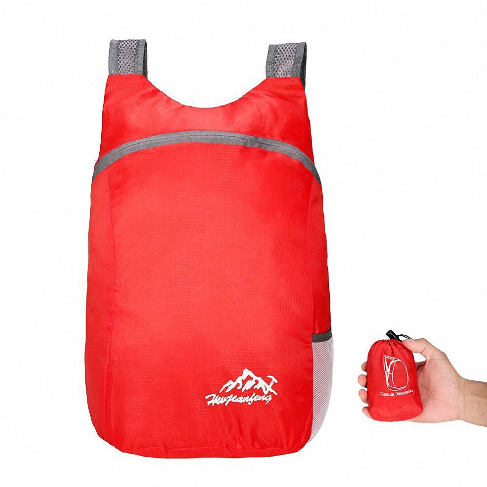 (Red) Unisex Lightweight Outdoor Backpack Waterproof Portable Foldable Outdoor Camping Hiking Travel Daypack Women Sport Bags