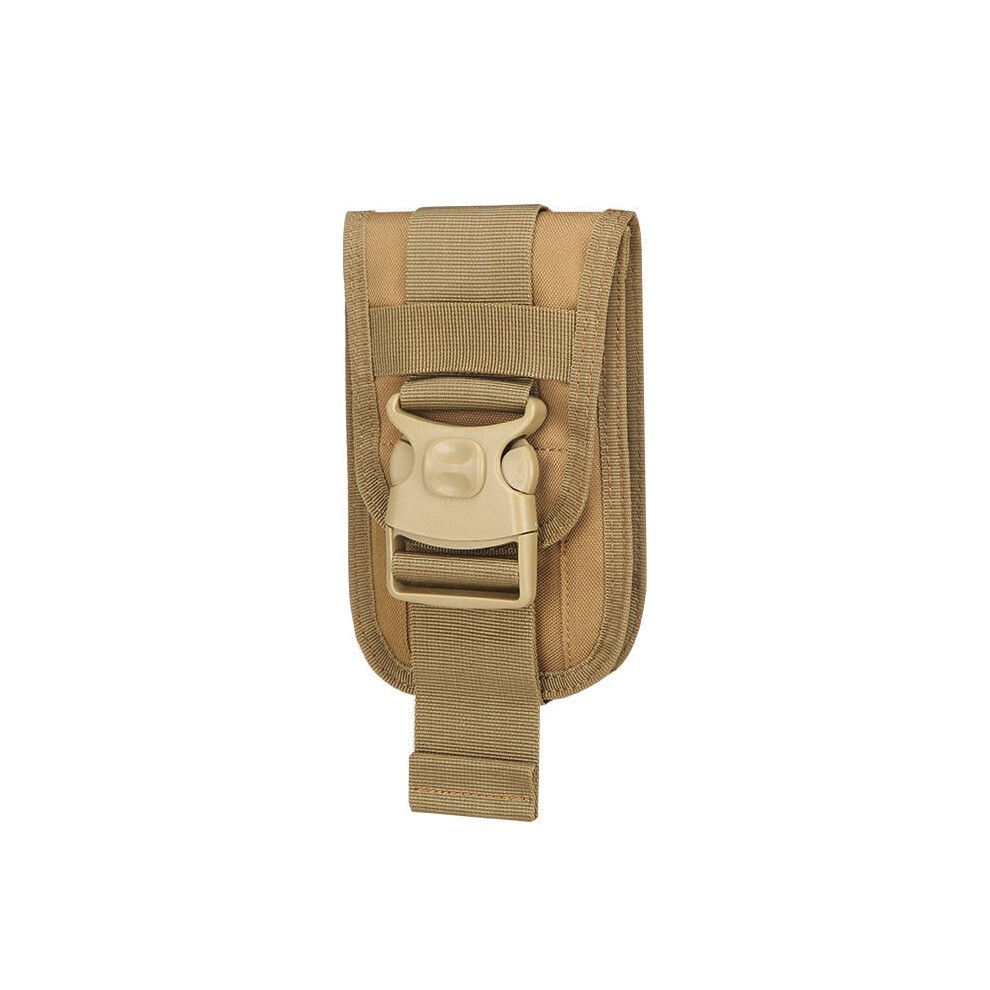 (Khaki) Tactical Molle Phone Holster Outdoor Belt Waist Bags Utility Vest Card Carrier Bag Mini Multi-function Travel Bag Pack EDC Pouch