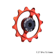 (Red) 4/5/6mm Ceramic Bearing Aluminum Alloy Lightweight High Strength Rear Steering Wheel Of Mountain Road Bicycle Derailleur Pulley