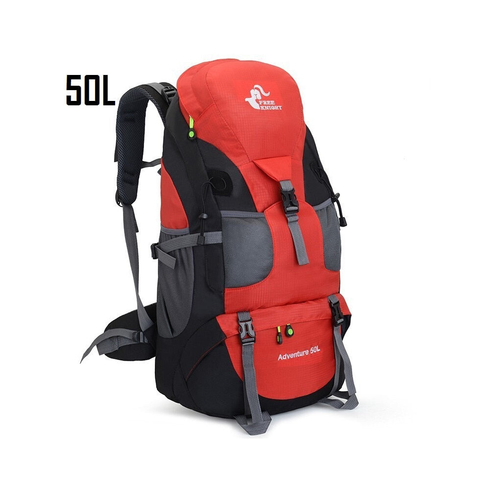 (50L Red) Waterproof Hiking Backpack Woman Outdoor Trekking Camping Bag Army Man Hunting Mountain Backpacks Rain Cover Rucksack