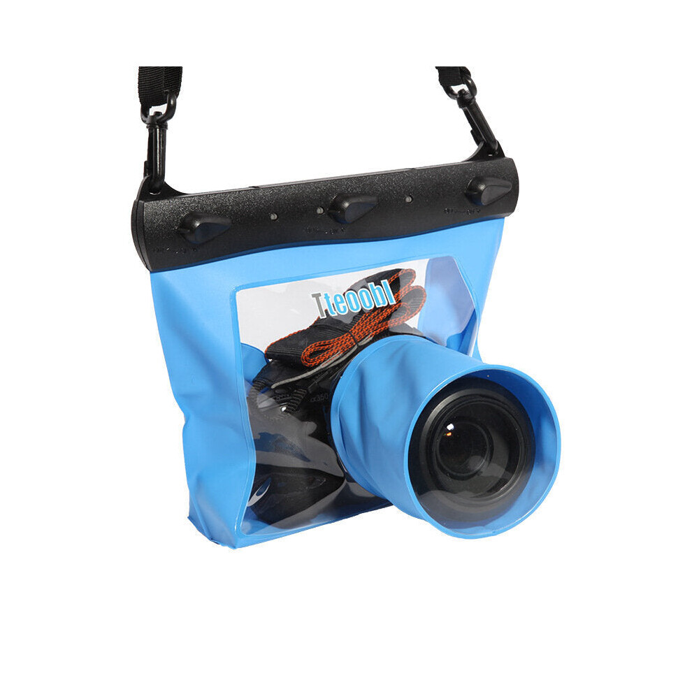 (Blue) 20m Underwater Diving Camera Housing Case Pouch Dry Bag Camera Waterproof Dry Bag for Canon for Nikon DSLR SLR