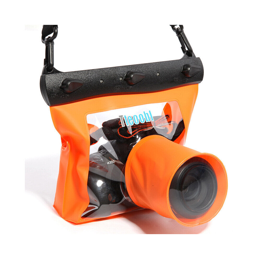 (Orange) 20m Underwater Diving Camera Housing Case Pouch Dry Bag Camera Waterproof Dry Bag for Canon for Nikon DSLR SLR