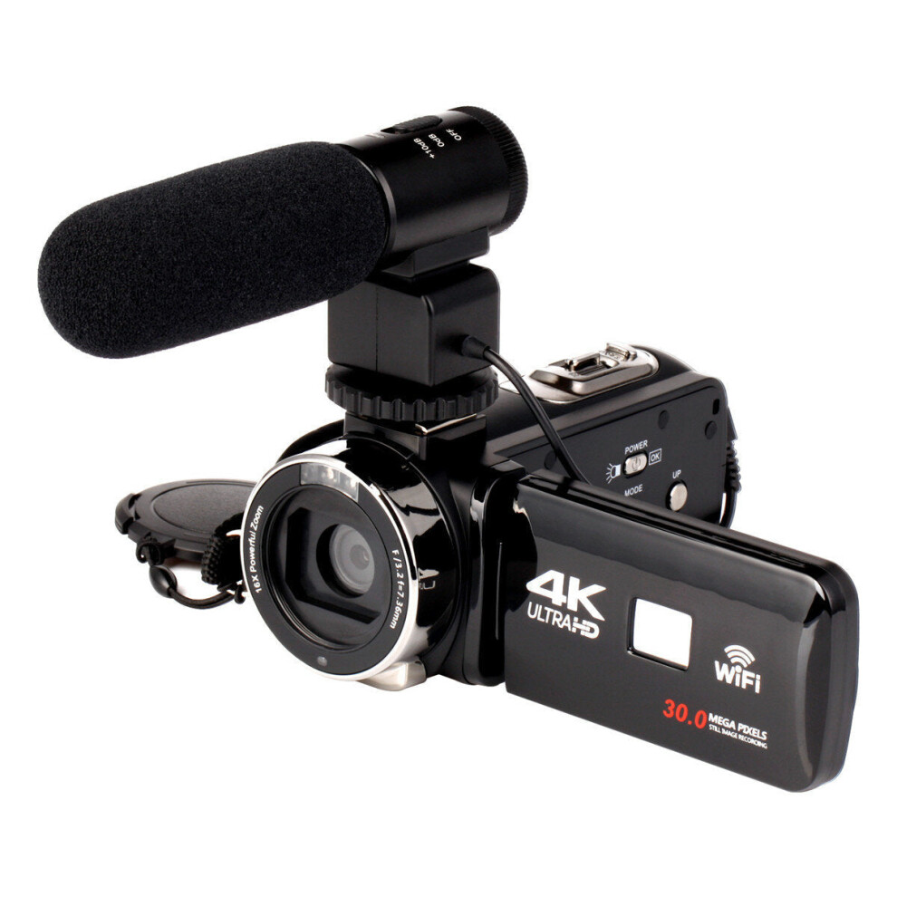 (Camera + Lens + Microphone) WiFi Ultra HD 1080P 16X ZOOM Digital 4K Video Camera DV Camcorder with Lens and Microphone