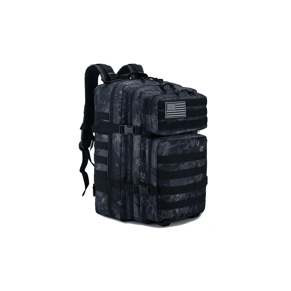 (Black snakeskin) 50L Man/Women Hiking Trekking Bag Military Tactical Backpack Army Waterproof Molle Bug Out Bag Outdoor Travel Camping Backpack
