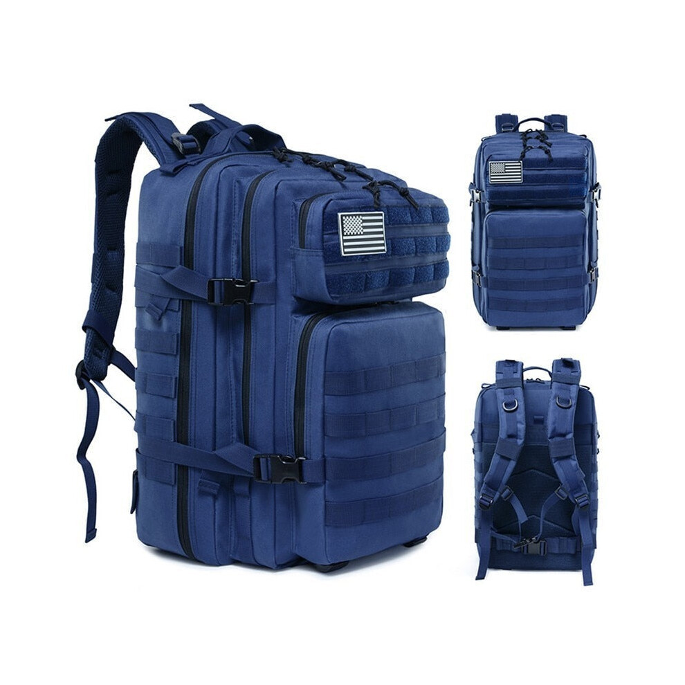 (Blue) 50L Man/Women Hiking Trekking Bag Military Tactical Backpack Army Waterproof Molle Bug Out Bag Outdoor Travel Camping Backpack