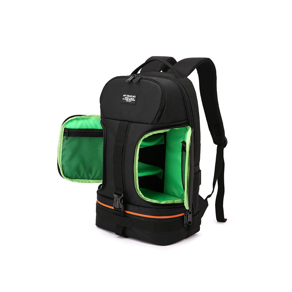 (Green) No Side Open Travel Carry Camera Bag Backpack for Canon for Nikon DSLR Camera Tripod Lens Flash Tablet Laptop Pad