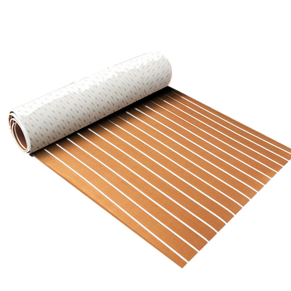 6mm 45x240cm EVA Foam Teak Deck Sheet Self Adhesive Boat Yacht Synthetic Decking Foam Floor Mat Brown With Black Stripes