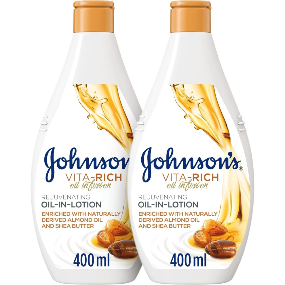 Johnson's Vita-Rich Oil Infusion Rejuvenating Oil-In-Lotion With Almond Oil & Shea Butter 400ml (1+1 FREE) |Intense Hydration |Rich & Velvety Formula
