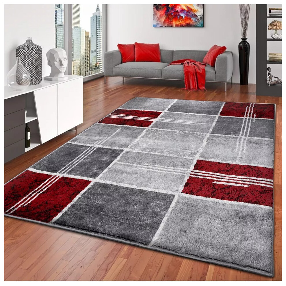 Shaggy Rugs Ltd (Red, 80X150cm) Modern Large Area Rugs Long Hallway Runner Living Room Bedroom Carpet Floor Mats Black,Red
