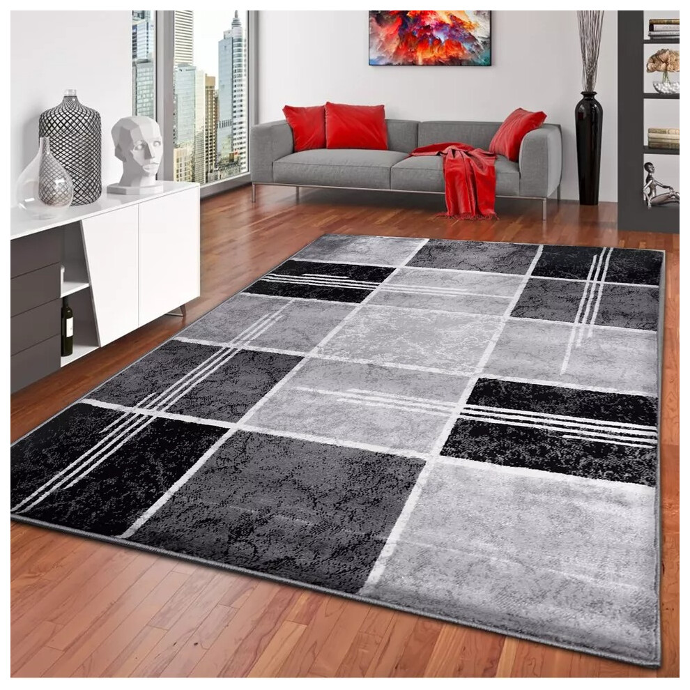 Shaggy Rugs Ltd (, 120X170cm) Modern Large Area Rugs Long Hallway Runner Living Room Bedroom Carpet Floor Mats Black