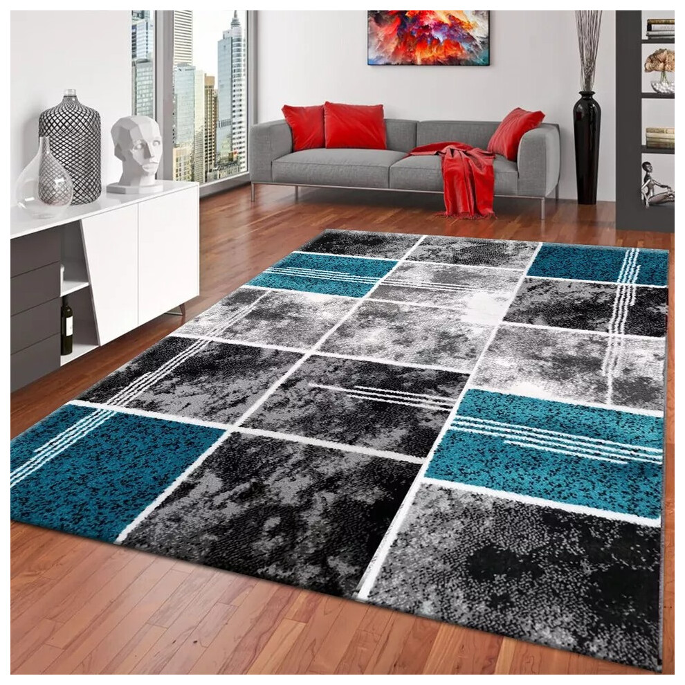Shaggy Rugs Ltd (Teal, 160X230cm) Modern Large Area Rugs Long Hallway Runner Living Room Bedroom Carpet Floor Mats Blue,Black