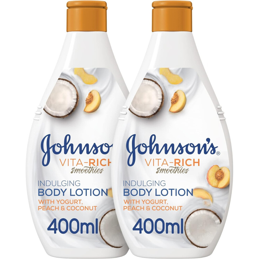 Johnson's Vita-Rich Smoothies Indulging Body Lotion Yogurt, & Coconut 400Ml (1+1 Free) - Deep Moisturizing, Non-Greasy, Fresh Scent Peach