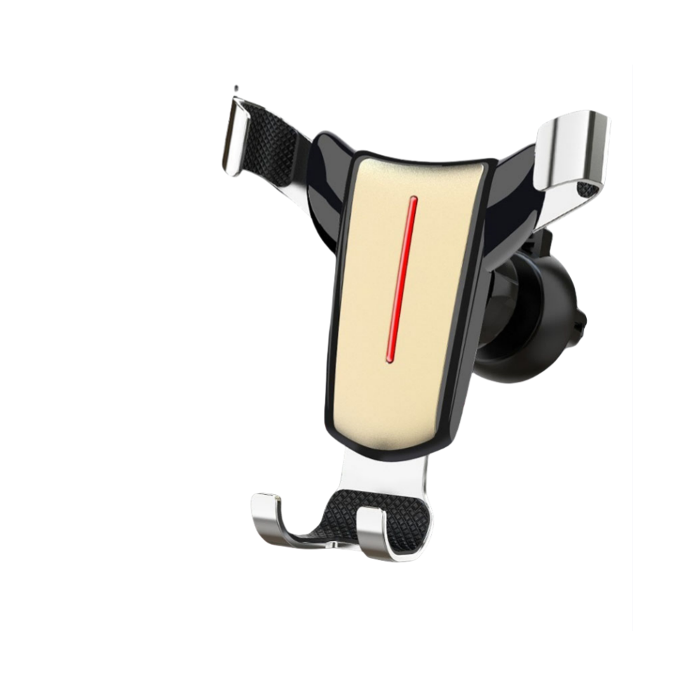(Bullhead ) Car Mount Mobile Phone Stand Metal Gravity Rotating Snap Button Air Vent Navigation Phone Holder Gold 713929767748