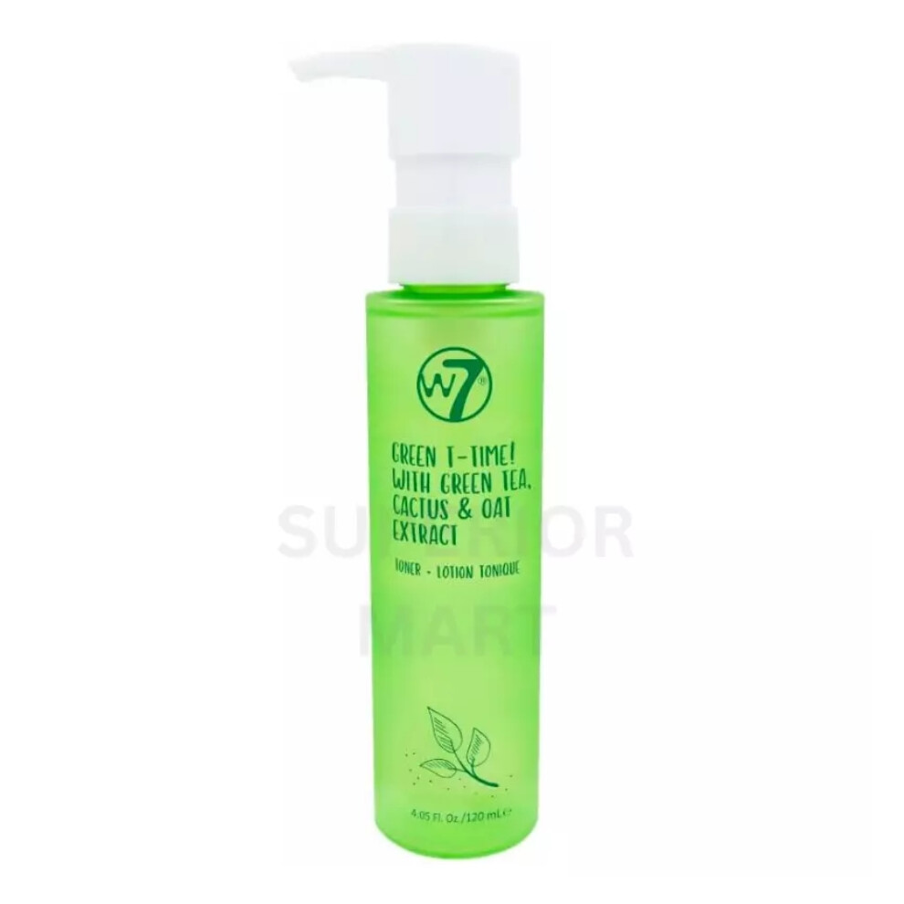 W7 Green Face Toner Face Cleansing Green Tea Cactus & Oat Extract