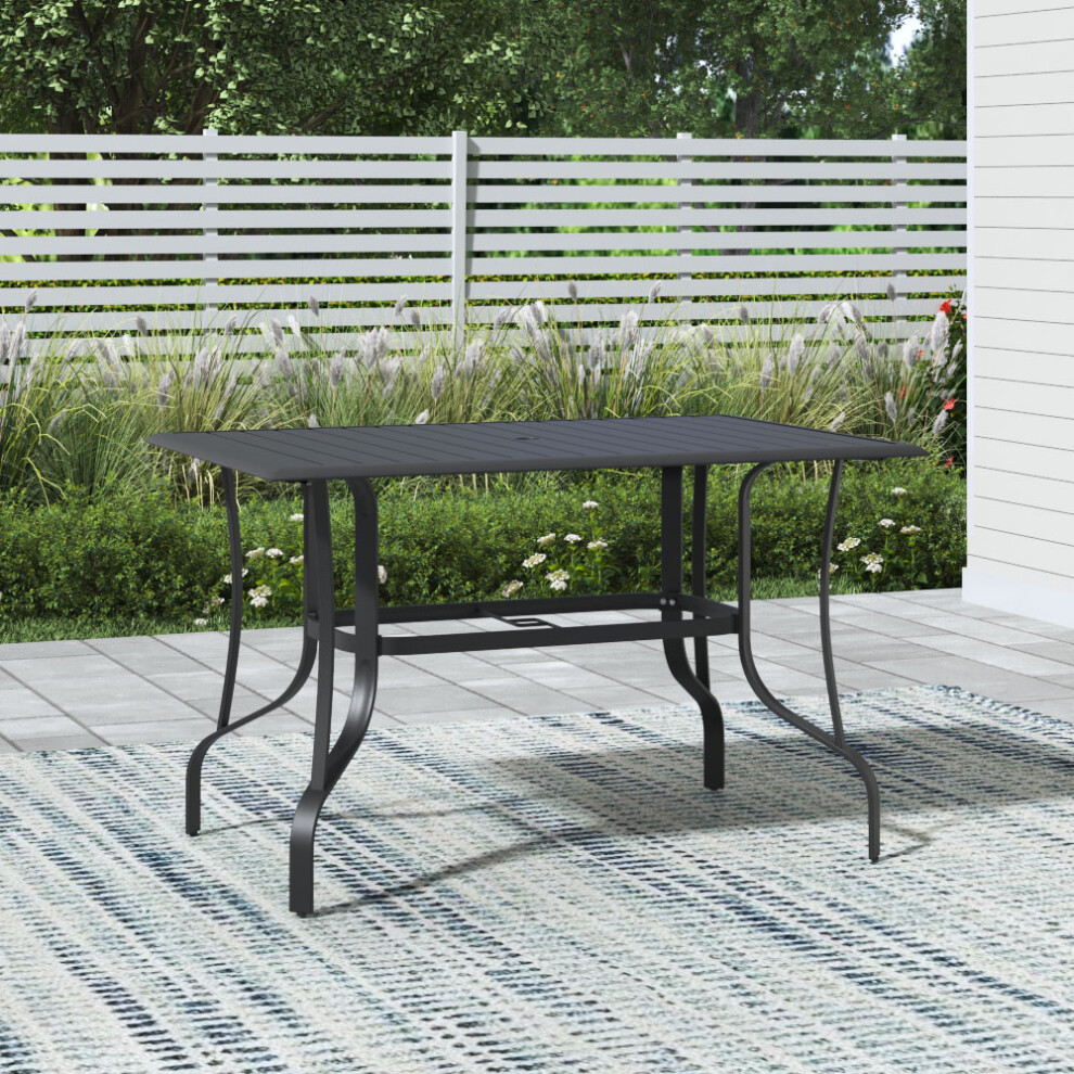 (120cm L) Black Metal Garden Table
