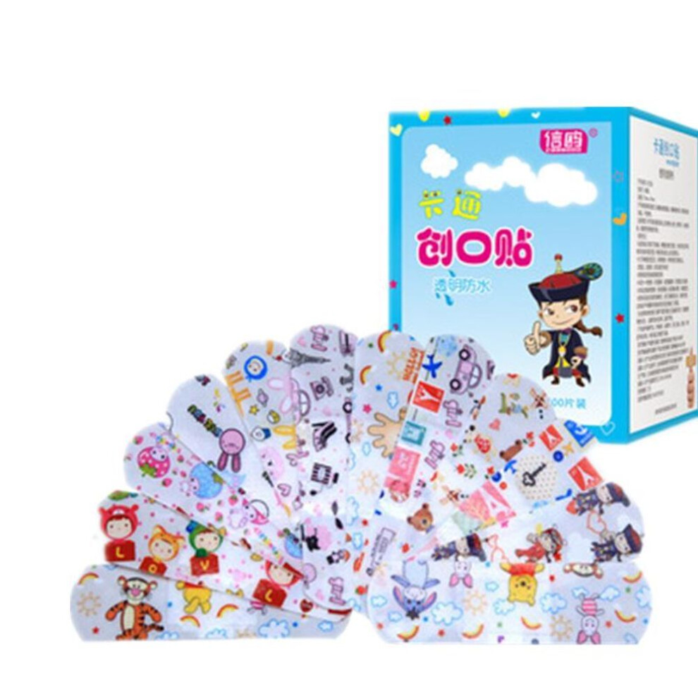 100Pcs PE Waterproof Breathable Cartoon Band Hemostasis Adhesive Bandages First Aid Emergency Kit Emergency