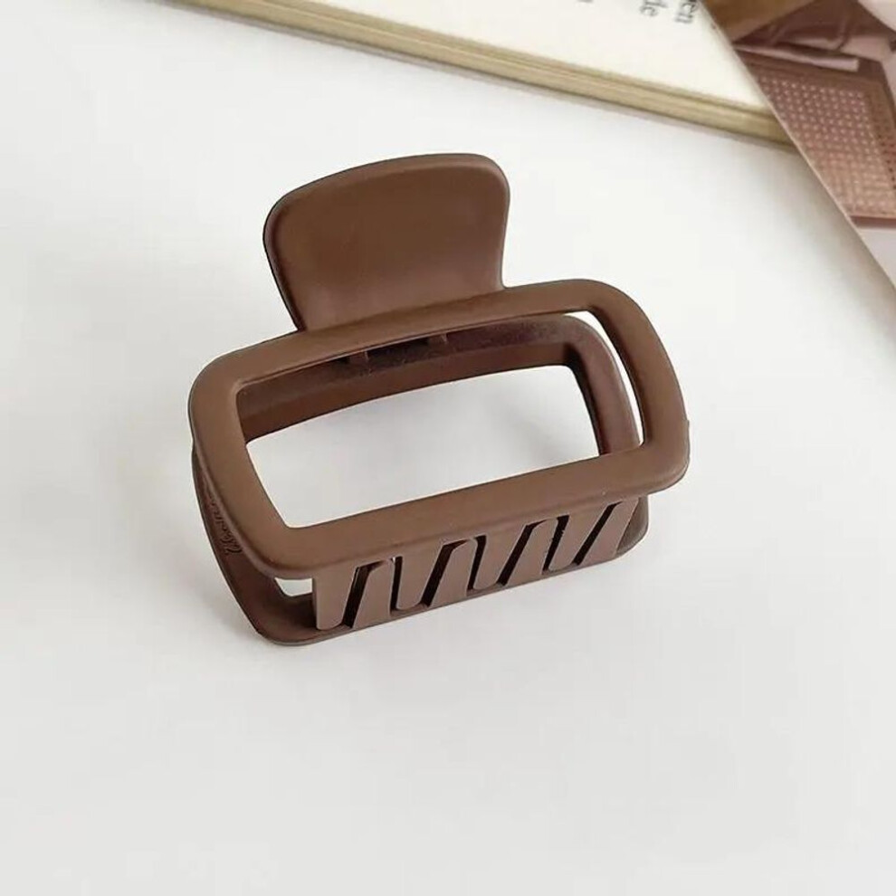 (coffee) Small Hair Claw Clips Women Girls 5.2cm Square High Ponytail Clip Clamp Korean Simple Matte Non Slip Hair Styling Accessories