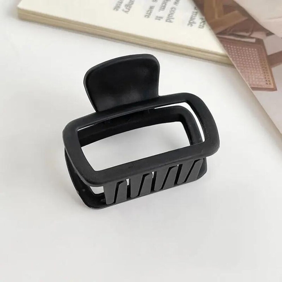 (black) Small Hair Claw Clips Women Girls 5.2cm Square High Ponytail Clip Clamp Korean Simple Matte Non Slip Hair Styling Accessories