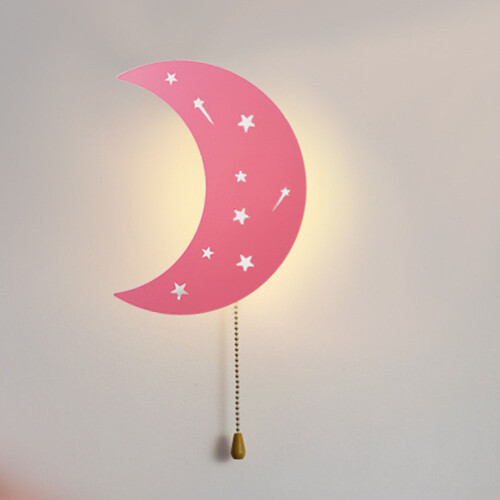 (Cloud) Pink Wooden Night Light Wall Mounted Nursery Lighting 1