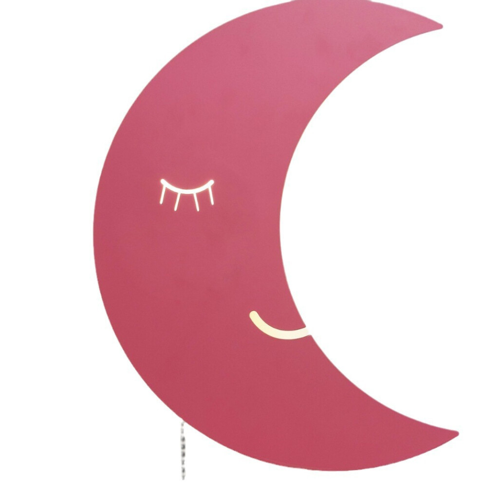( C Moon 28.5 * 22 * 5Cm -5W) Wooden Night Wall Mounted Nursery Lighting Pink/Light