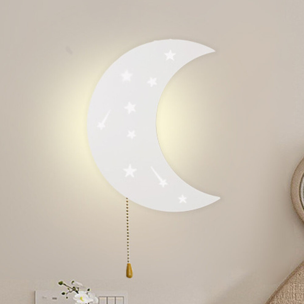 ( B-Type Star Moon 28.5 * 22 * 5Cm-5W) Wooden Night Wall Mounted Nursery Lighting White/Light