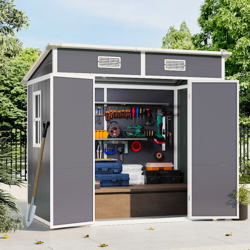 6*4ft Lockable Plastic Outdoor Garden Storage Shed 1
