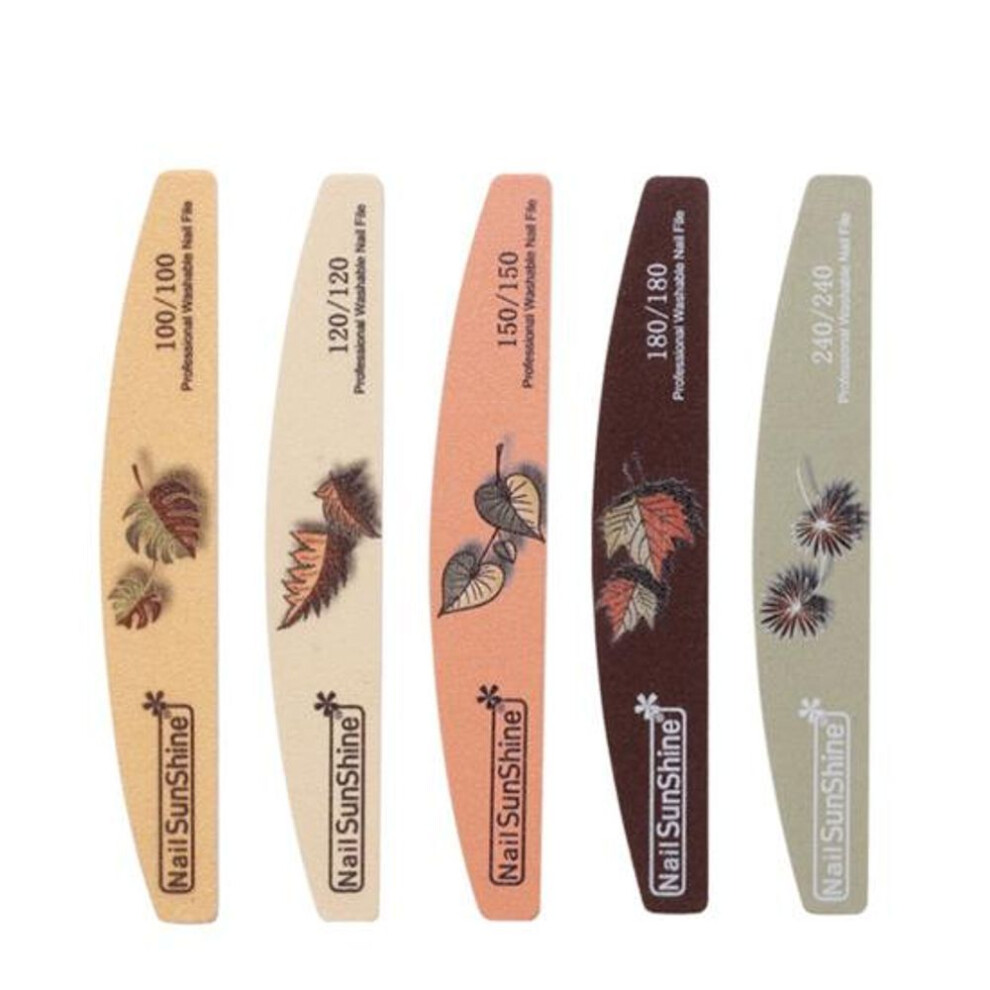 (as the picture, 5pcs) 5pcs/set Nail Sanding Files Reusable Grinding Lightweight Delicate Wholesale Sandpaper Double Side Leaf Buffer Tool Home Use Supplies