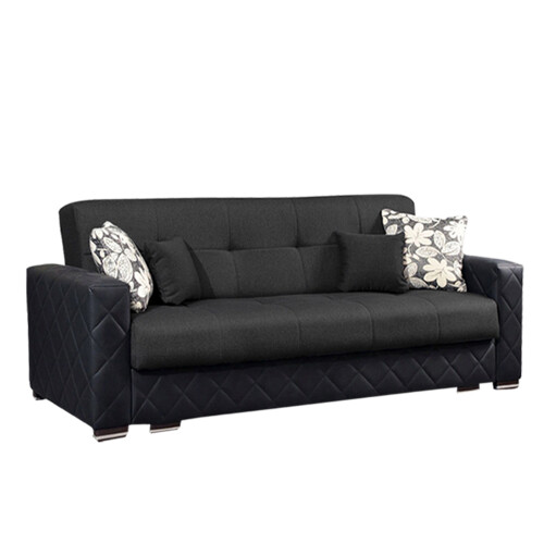 MN Furniture (Black, 3 Seater) Munich Ottoman Storage 3+2 Seater Fabric Sofa Set