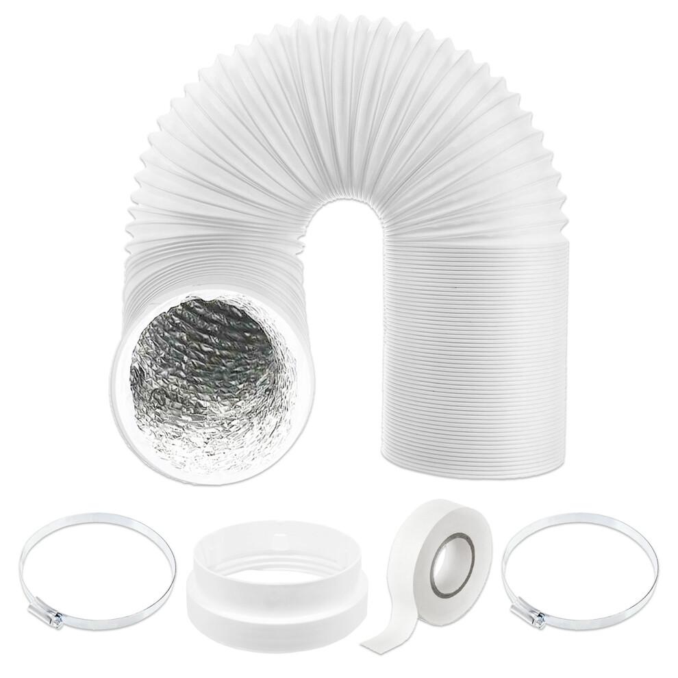 Universal Air Con Vent Hose PVC Aluminium Foil Insulated Portable Air Conditioner Duct Outlet Pipe Connector Kit (5" x 2.5m)