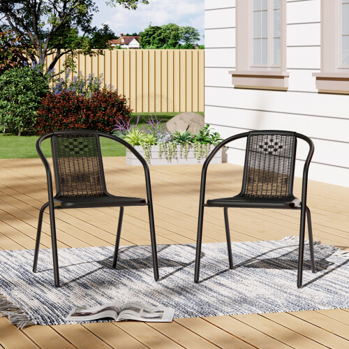 (2PCS) Stackable Garden Chair Waterproof PE Material