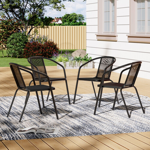 (4PCS) Stackable Garden Chair Waterproof PE Material