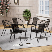 (6PCS) Stackable Garden Chair Waterproof PE Material
