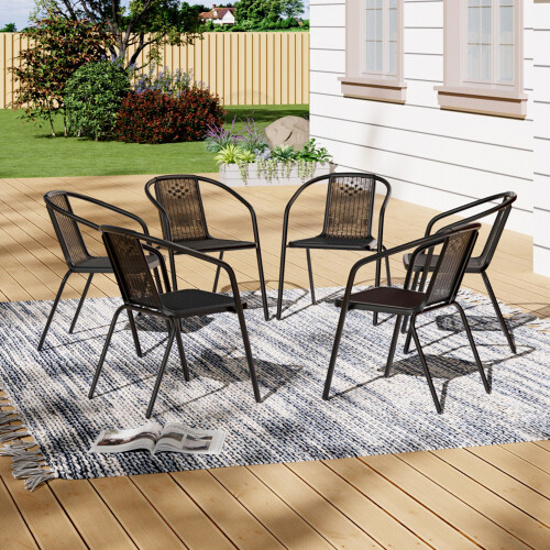 (6PCS) Stackable Garden Chair Waterproof PE Material 2