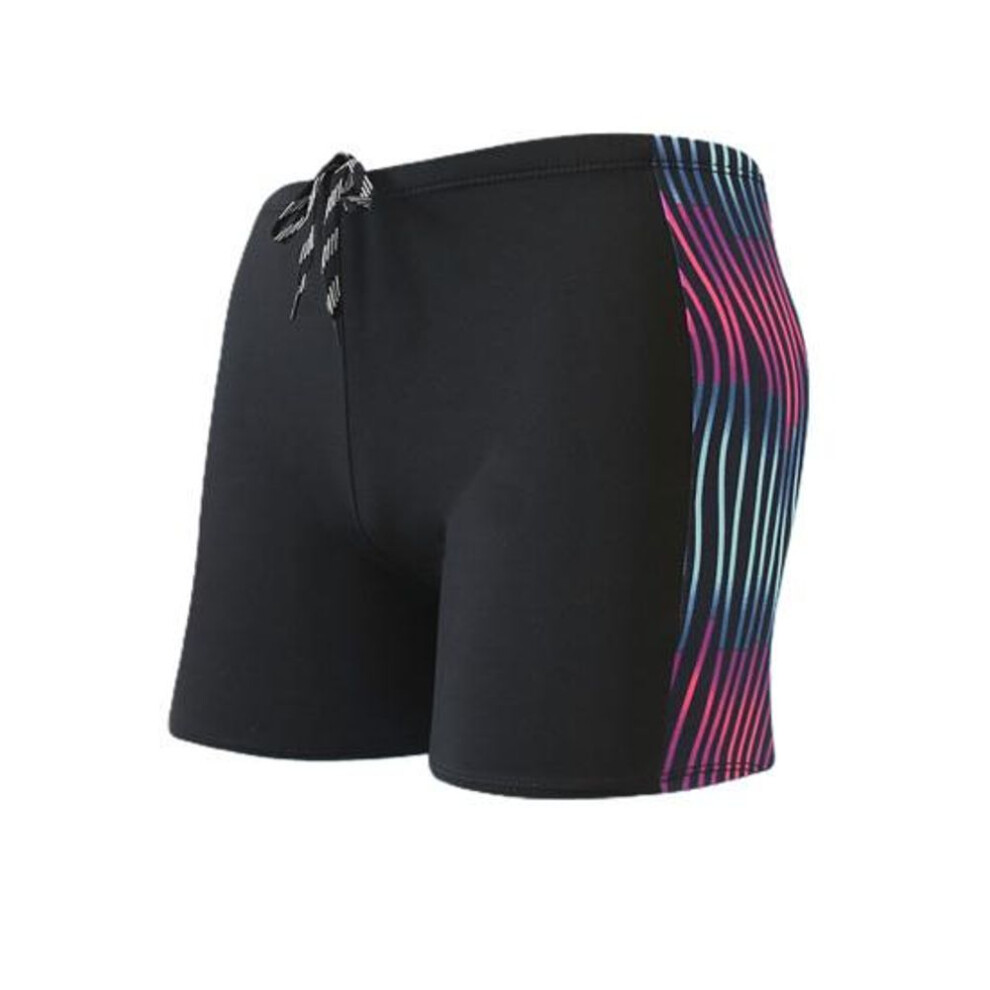 (black, L) Trunks All Match Wear-resistant Boxers Chic Slim Fit Swimming Shorts For Beach