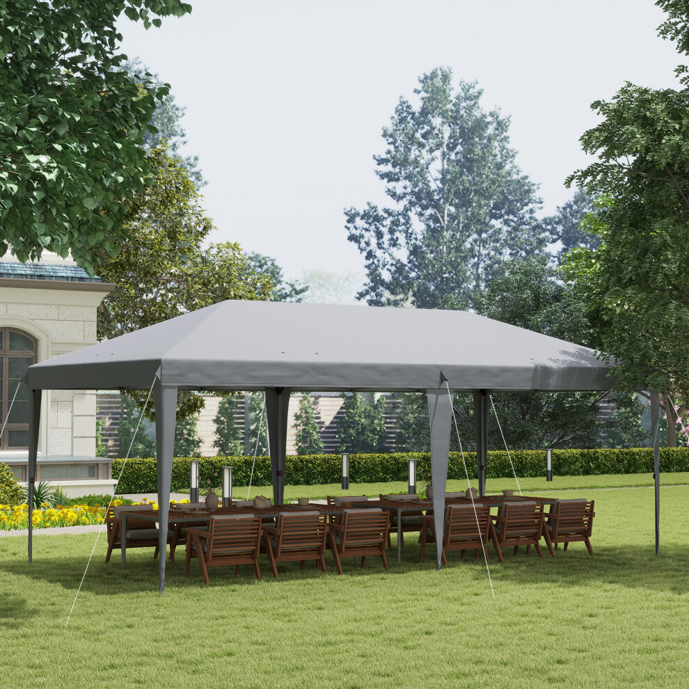Outsunny 3 x 6 m Pop Up Gazebo Patio Party Event Heavy Duty Canopy Grey