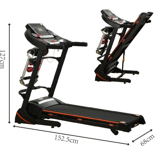 Alivio 3-Speed Multifunctional Foldable Treadmill with Dual Barbell 1